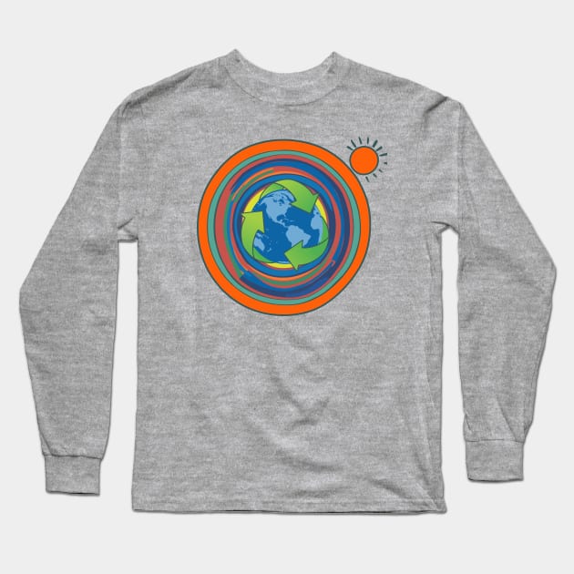 Recycle Reuse Reduce Retro Abstract Design Long Sleeve T-Shirt by Pixels Pantry